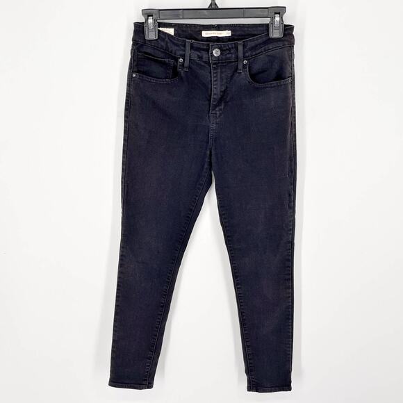 Levi's Premium 721 High Rise Skinny Jeans Womens Sz 28 Black Stretch Denim - Picture 1 of 9